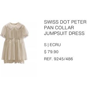 Zara White Swiss Dot Baby Doll mini dress with built in bloomers